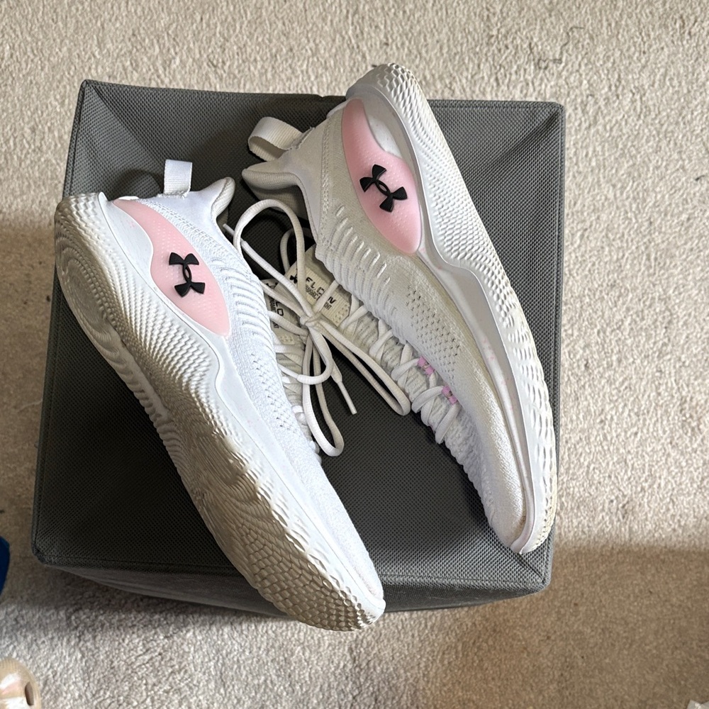 Under Armour White and Pink Performance Sneakers